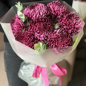 Букет "Виноградный" из 7 хризантем Бигоуди в Подольске