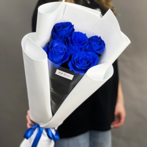 Букет из 5 синих роз Эквадор в Подольске
