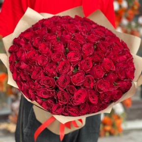 Букет 101 красная роза Кения (50 см) в Подольске