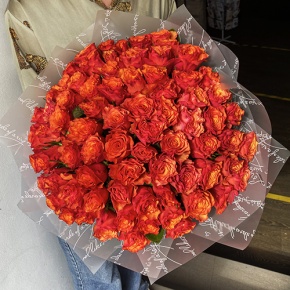Букет 75 огненных роз (40 см) в Подольске