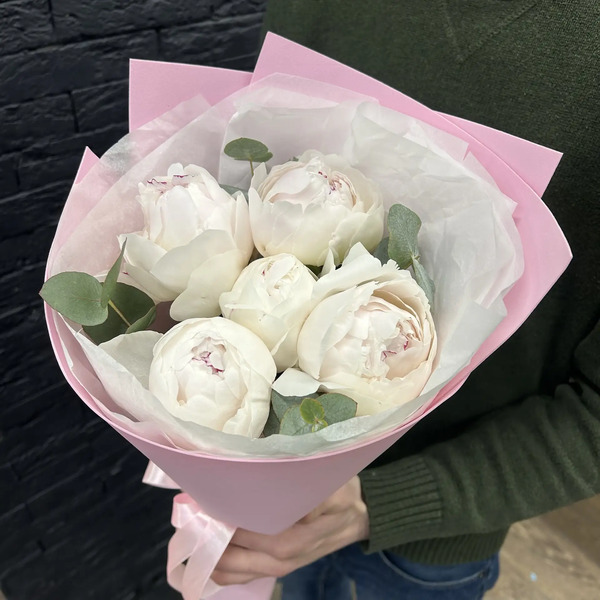 Букет из 5 пионов Одиле "Пломбир" в Подольске