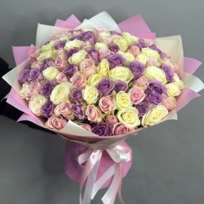 Букет из 101 розы пастельный микс (40 см) в Подольске