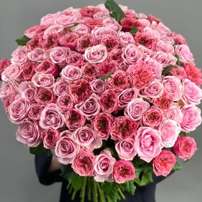 Нежный букет из 101 розы Риджентс парк и Аваланж микс  (70 см) в Подольске