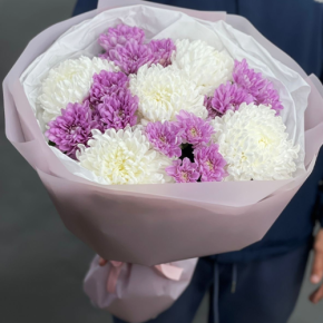 Букет "Вместе с тобой" из нежных хризантем в Подольске