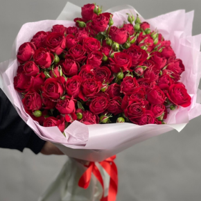 Букет из 17 красных кустовых пионовидных роз (50 см) в Подольске