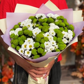 Букет "Сезам" из 21 хризантемы сантини микс в Подольске