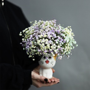 Композиция из гипсофил в керамическом кашпо в Подольске